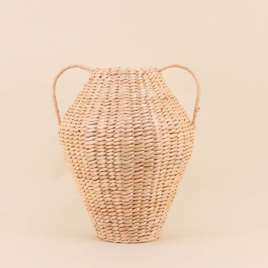 Vase en jonc de mer avec poignées, h30cm