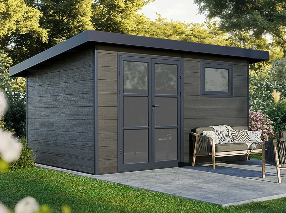 Abri de jardin composite alma - 11m2 gris - garantie 20 ans - cabanon de jardin