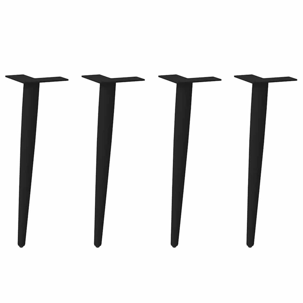 Pieds de table basse coniques 4 pièces noir 30-31 cm acier