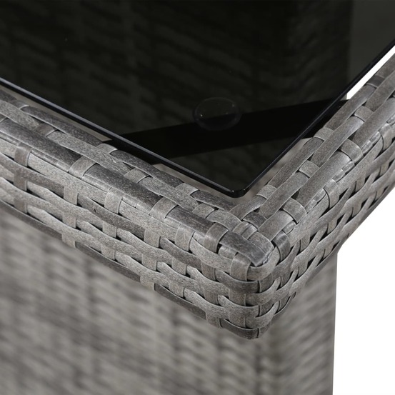 Table de jardin 240x90x74 cm résine tressée et verre