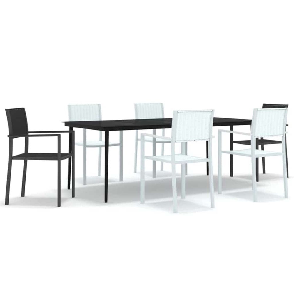 Ensemble à manger de jardin 7 pcs noir et blanc
