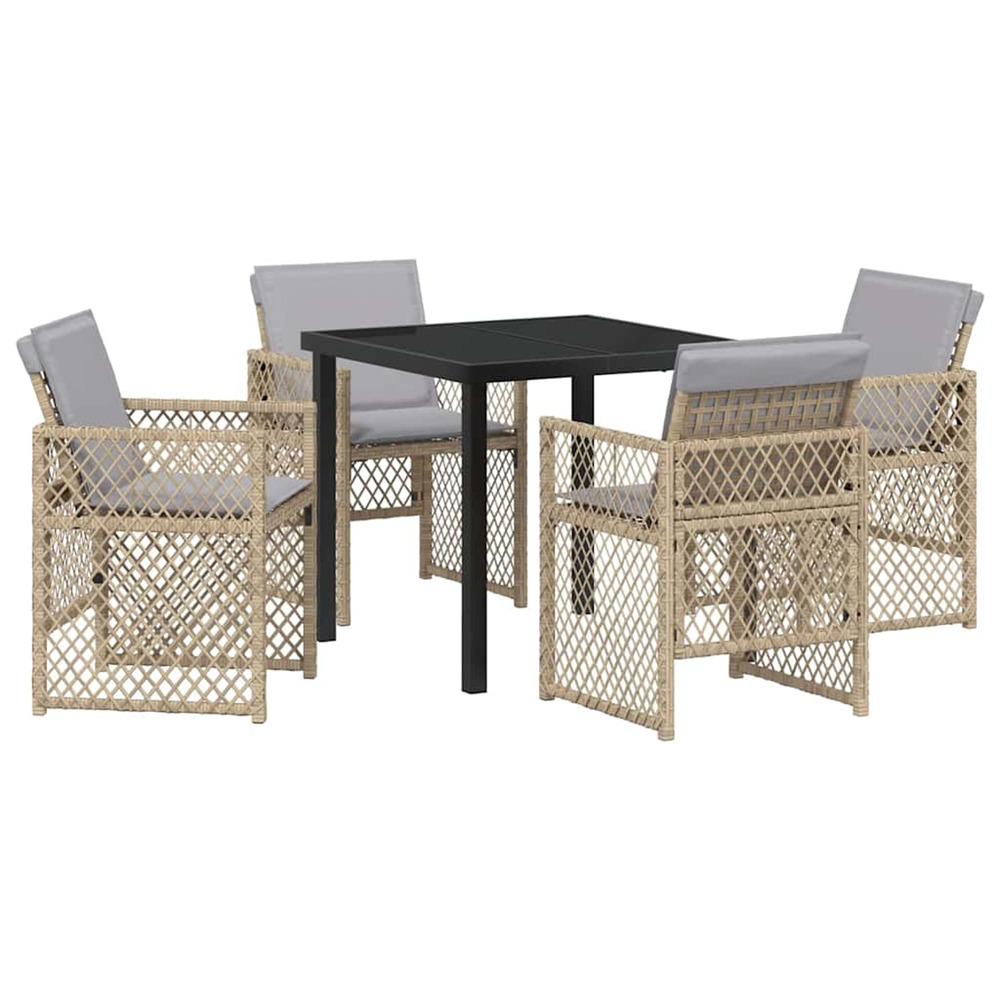 Ensemble de salle à manger pour jardin 5 pcs beige polyrotin