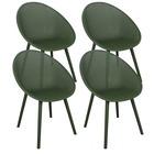 Lot de 4 chaises de terrasse en plastique vert olive