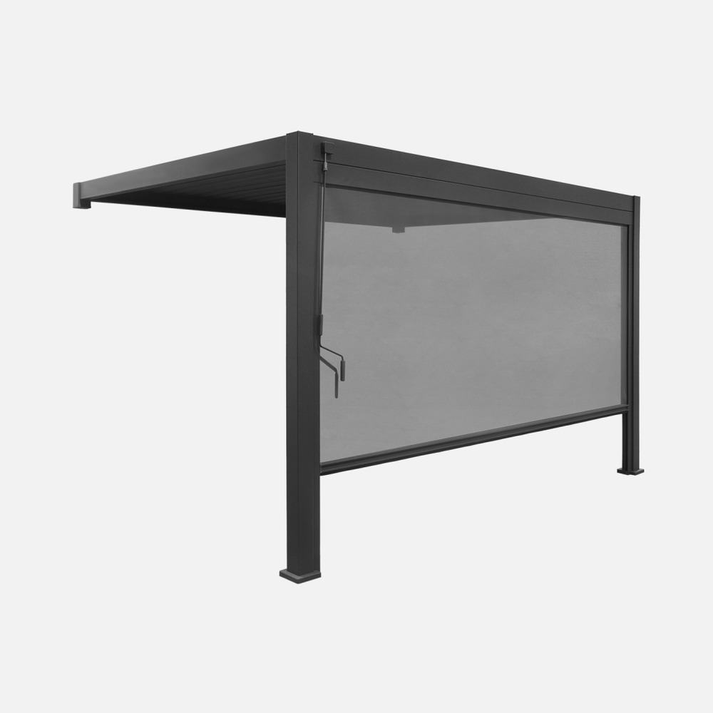 Pergola bioclimatique aluminium adossée 4x3m + 1 store 4m triomphe