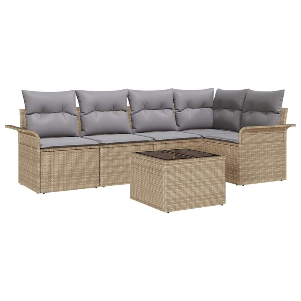 Ensemble de canapé de jardin 6 pièces beige polyrotin