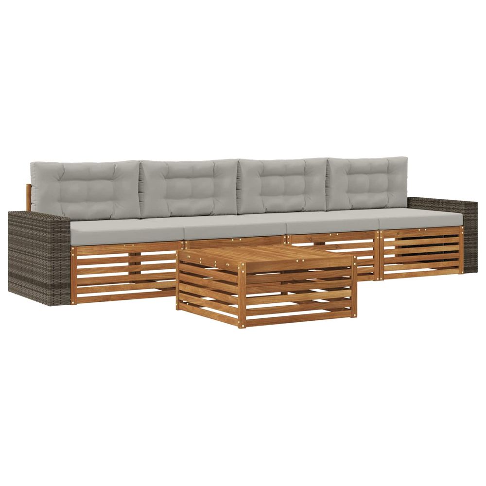 Ensemble de canapés d'extérieur 5 pc naturel et gris clair