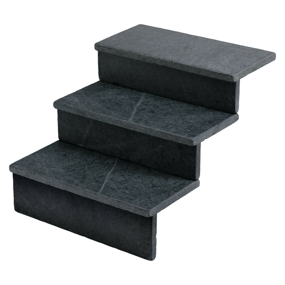 Dessus de marche ardoise noire vieillie 60x30x3 cm bord droit (à l'unité) - ro'ma nature