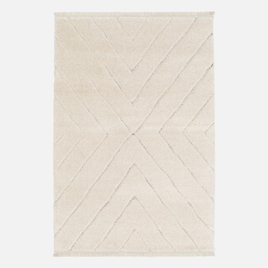 Tapis intérieur tufté crème avec légers reliefs