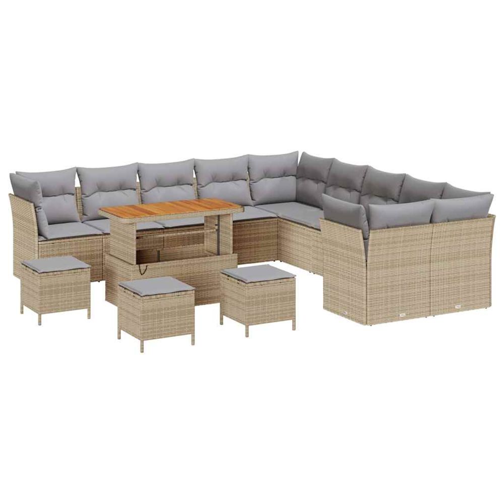 Ensemble de canapé de jardin 14 pc beige et gris clair