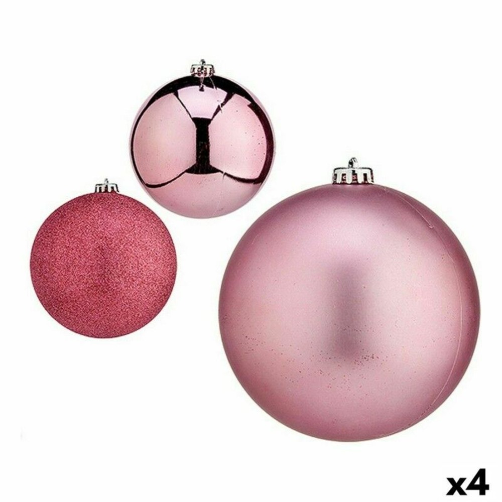 Lot de boules de noël rose 15 x 16 x 15 cm (4 unités)