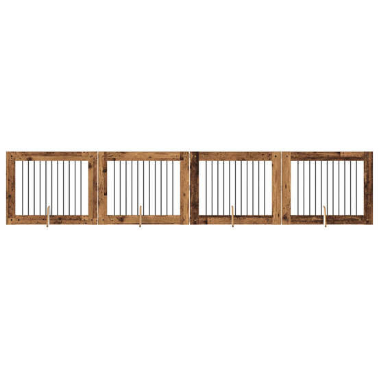 Portillon pour chien avec supports 4 pcs bois ancien