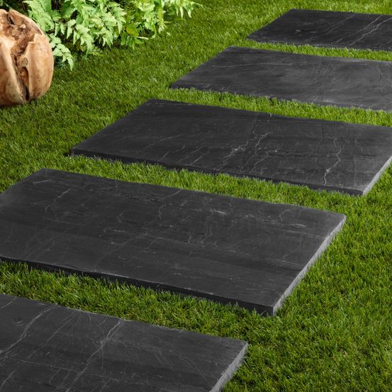 Pas japonais rectangle ardoise noire 80x50x2-3 cm (lot de 5) - ro'ma nature