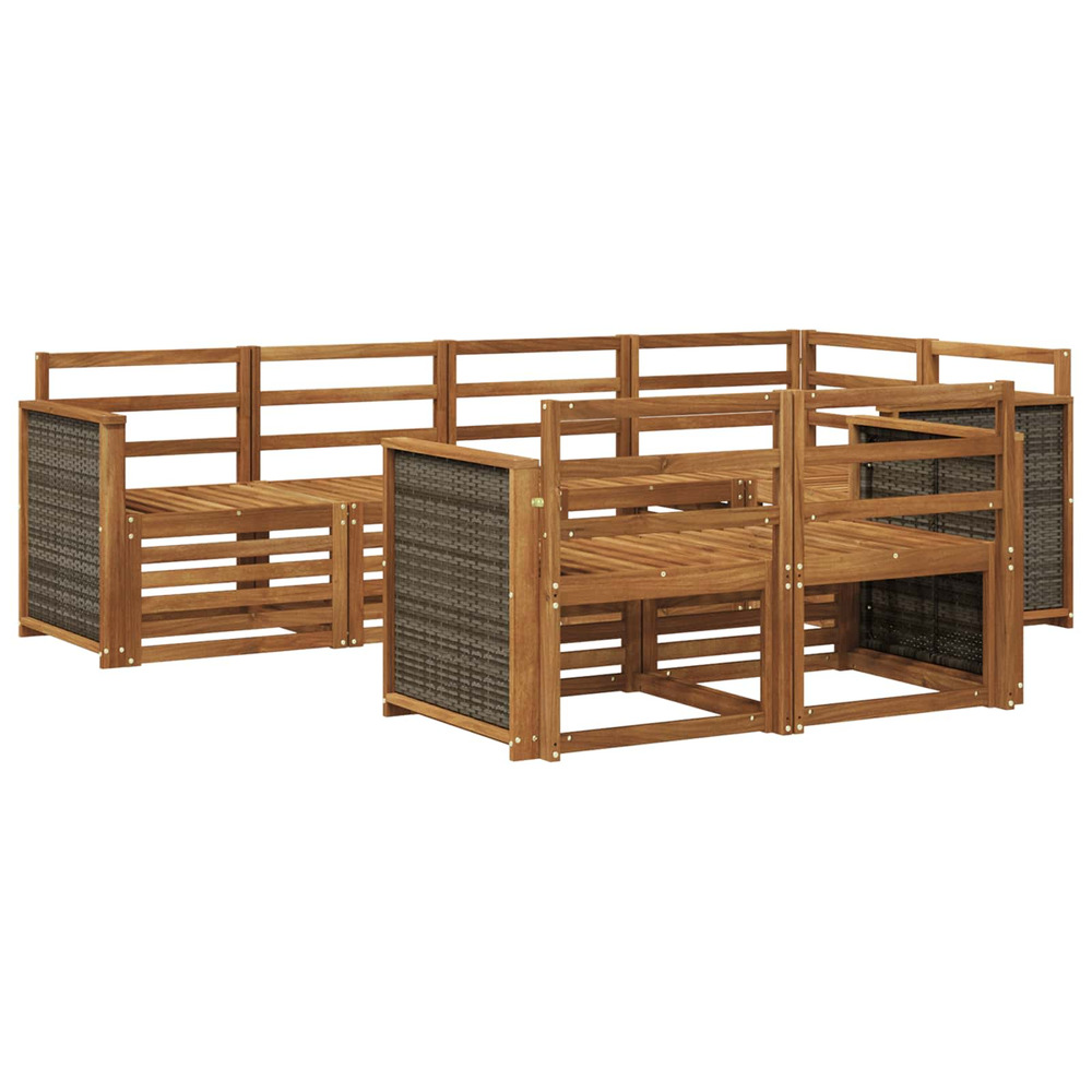 Ensemble de canapé d'angle 6 pcs naturel bois d'acacia massif