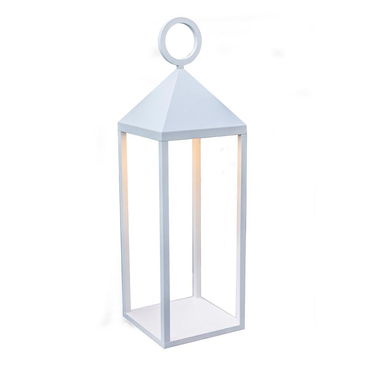 Lanterne design sans fil led nuna blanc aluminium h47cm