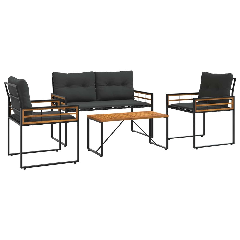 Ensemble de meubles d'extérieur 4 pc gris foncé