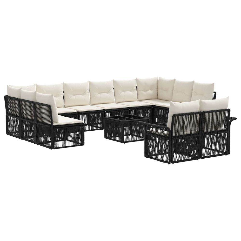 Ensemble de canapé de jardin 13 pc noir polyrotin