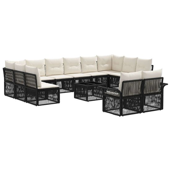 Ensemble de canapé de jardin 13 pc noir polyrotin