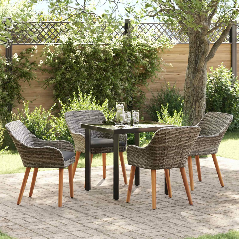 Ensemble de salle à manger pour jardin 5 pcs gris polyrotin