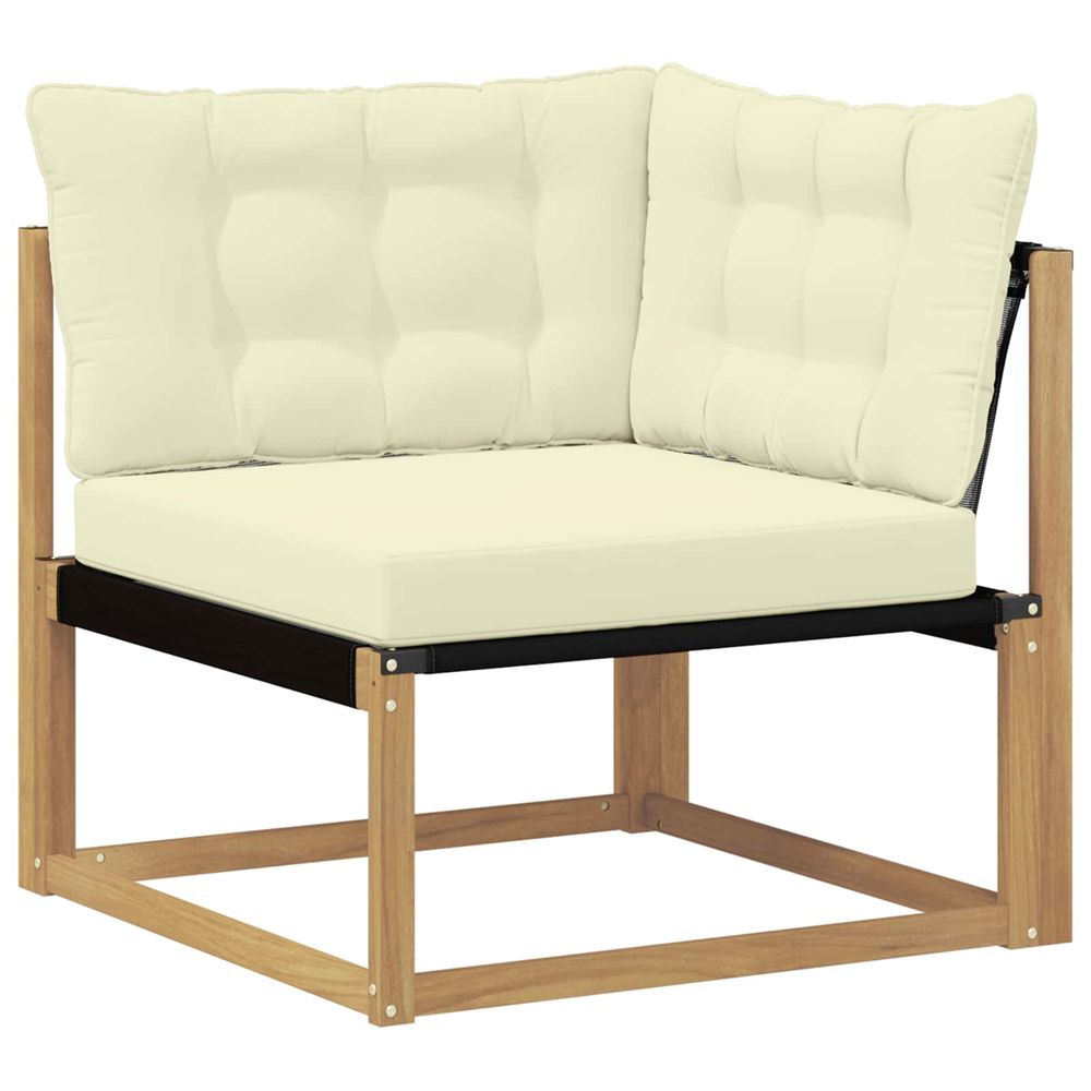 Canapé d'angle extérieur bois d'acacia massif blanc