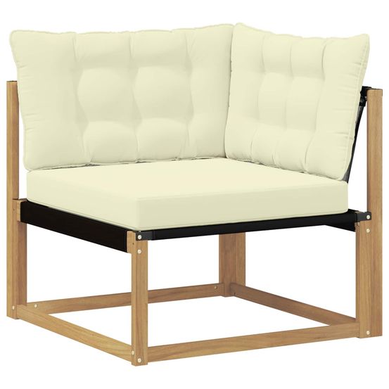 Canapé d'angle extérieur bois d'acacia massif blanc