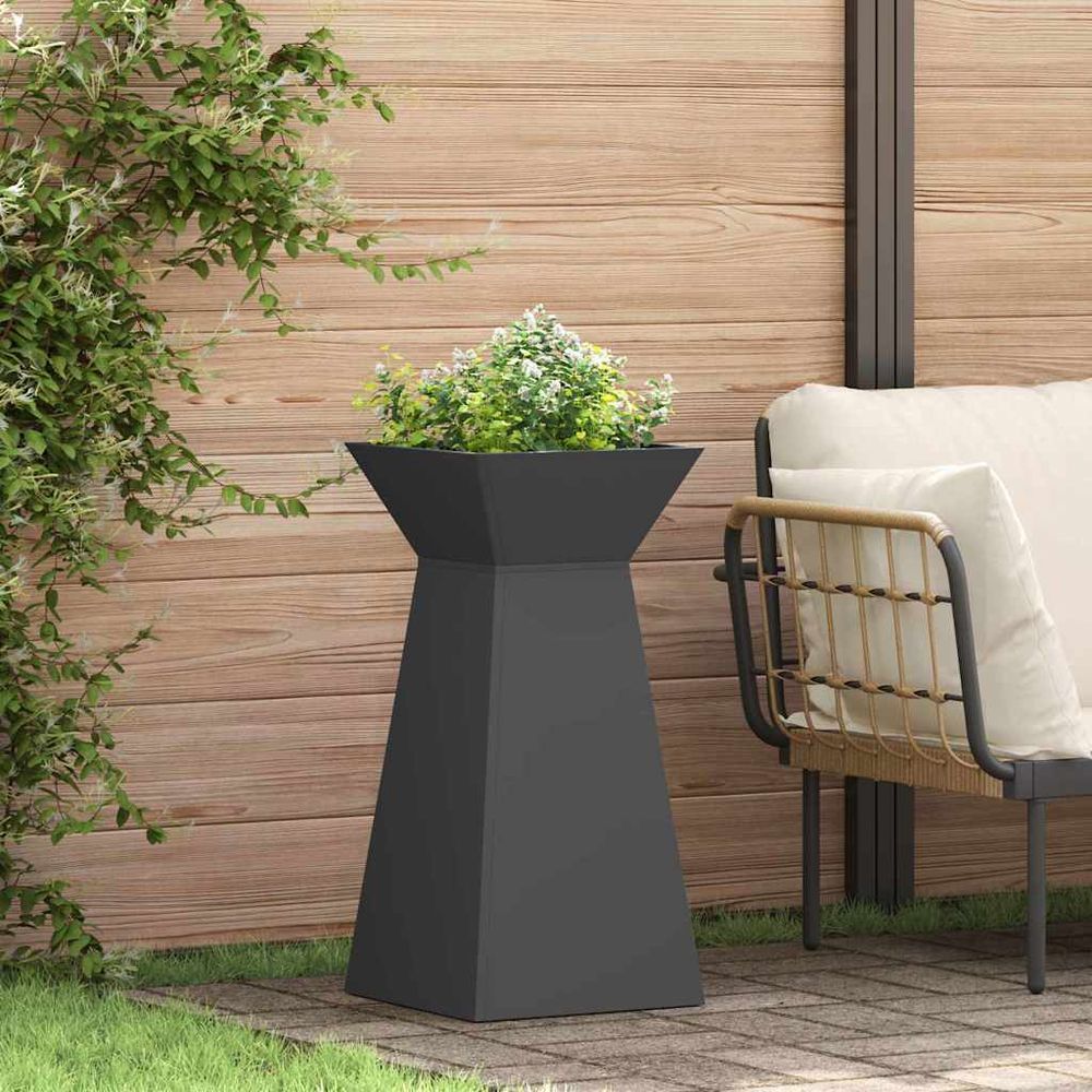 Lot de 2 jardinières hautes trapézoïdales en acier pour jardin noir 73 cm