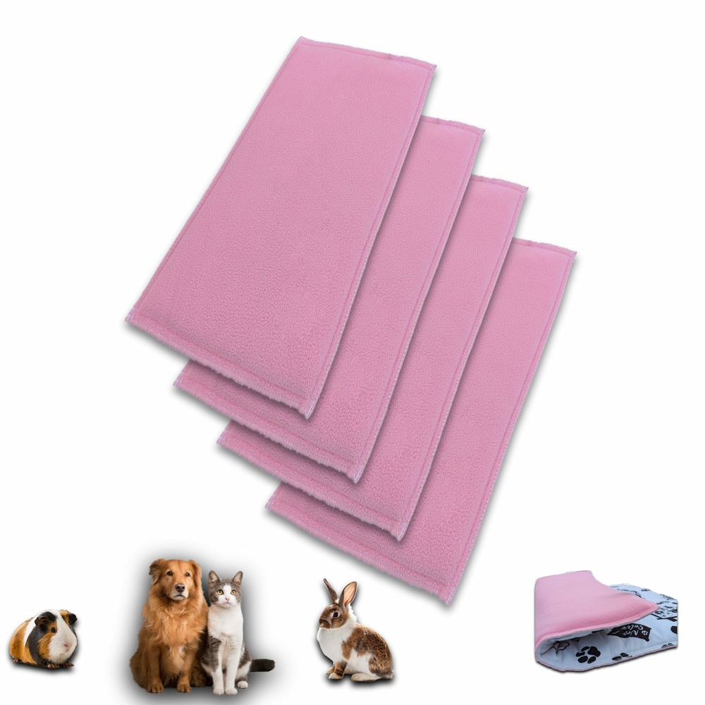 Lot de 4 - tapis pour cochon d'inde et lapin en polaire 120 x 60 cm - polaire absorbant, lavable en machine, economique