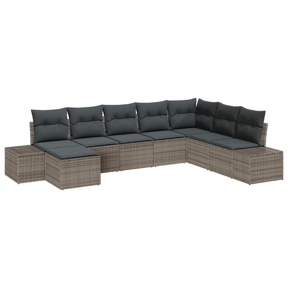 Ensemble de canapé de jardin 8 pc gris polyrotin