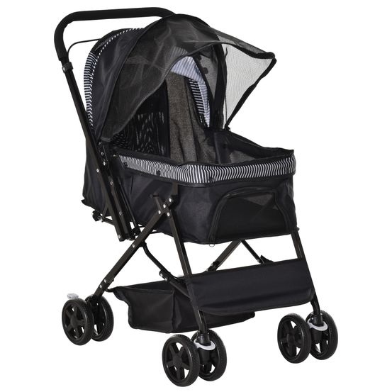 Poussette pour chien acier oxford petits animaux guidon réversible 76cm noir