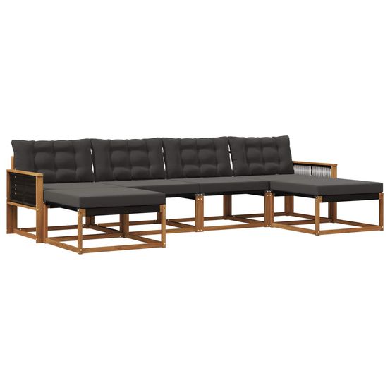 Ensemble de canapés d'extérieur 6 pc naturel et noir