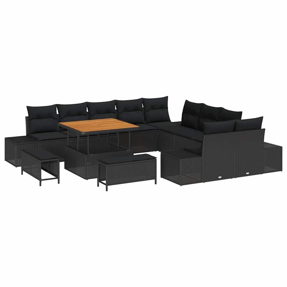 Ensemble de canapé de jardin 13 pc noir polyrotin