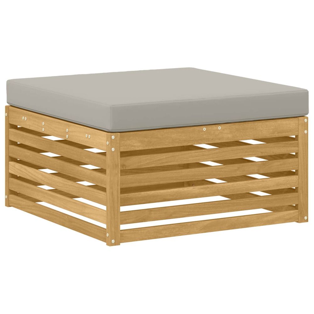 Pouf d'extérieur bois d'acacia massif blanc