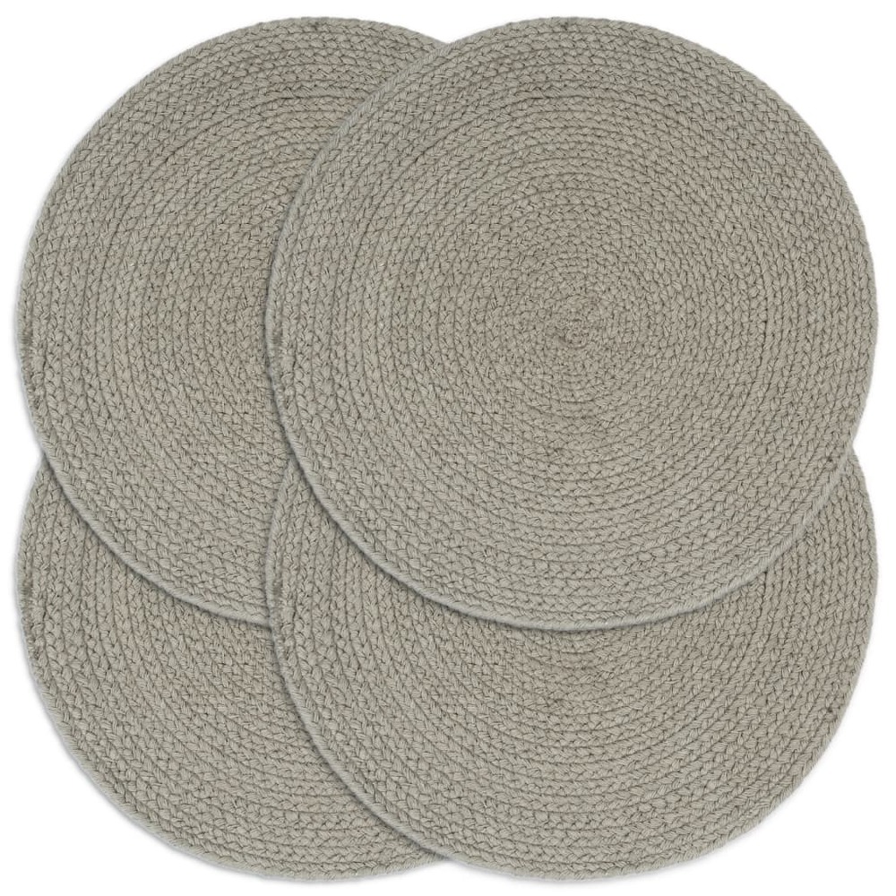 Napperons 4 pcs gris plain 38 cm rond coton