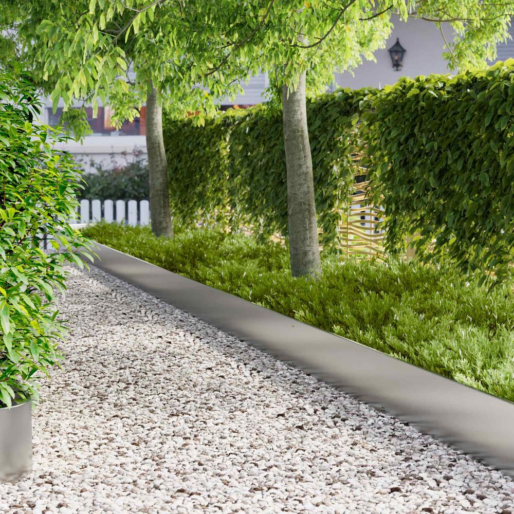 Bordure de pelouse acier pour cour et jardin séparation flexible 10 pcs 103x30cm argenté