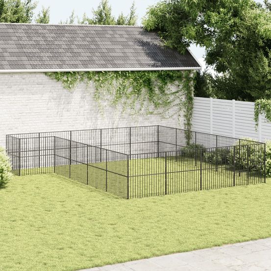 Parc pour chien xxl 20 panneaux avec porte en acier galvanisé extérieur noir