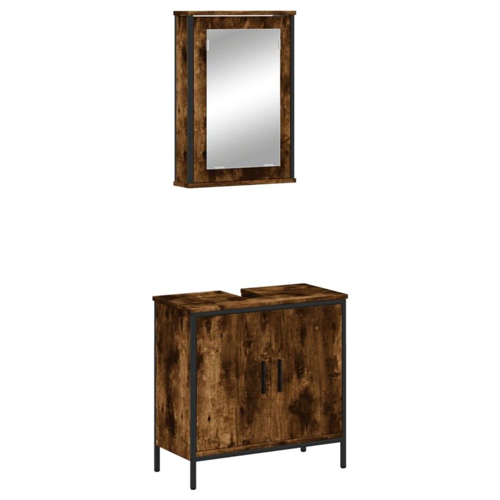 Ensemble de meubles de salle de bain 2 pcs chêne fumé