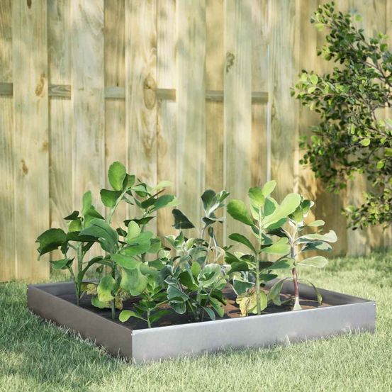 Grand bac potager acier galvanisé durable 100x100x26 cm argenté