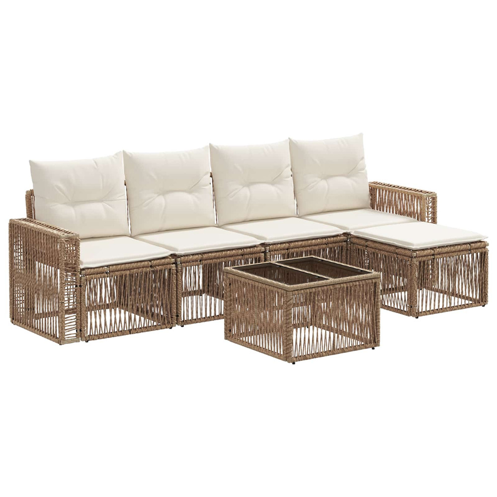 Ensemble de canapé de jardin 6 pcs beige et blanc crème