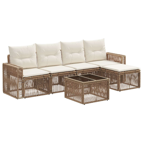 Ensemble de canapé de jardin 6 pcs beige et blanc crème