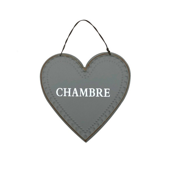 Plaque de porte décorative coeur vintage chambre fer gris 13 cm