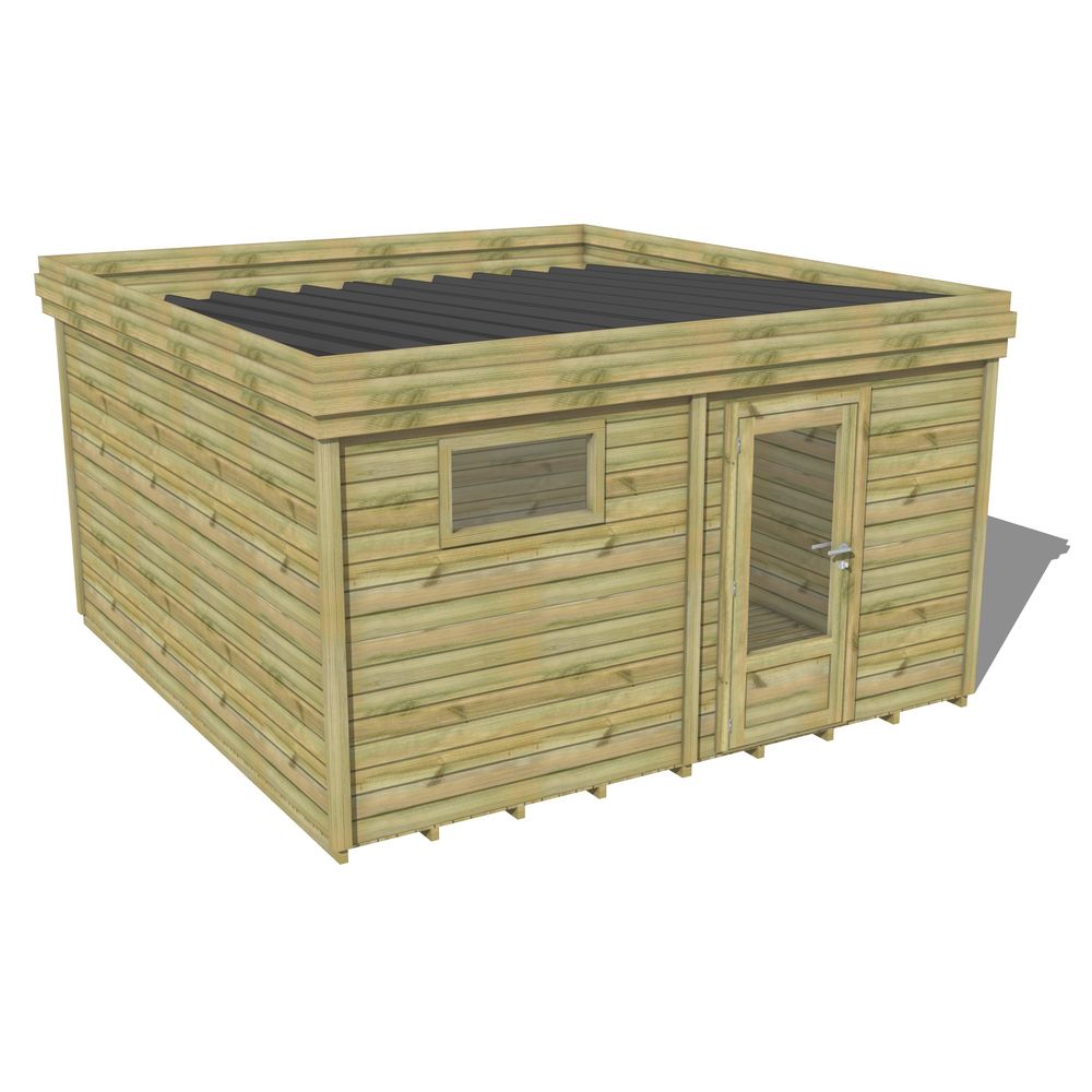 Abri de jardin bois pin traité autoclave 27mm - 4,695x4,34m / 20m2 - bac acier - plancher bois