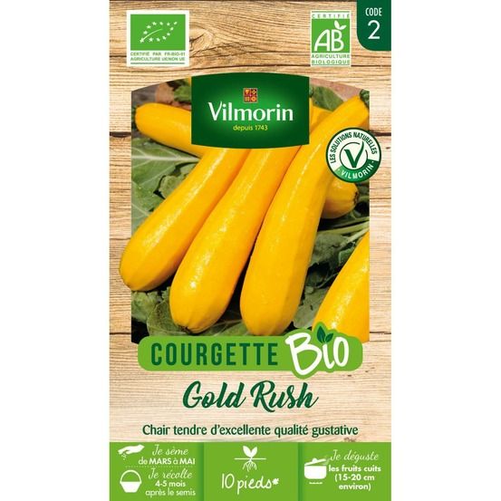 Sachet graines courgette jaune gold rush bio
