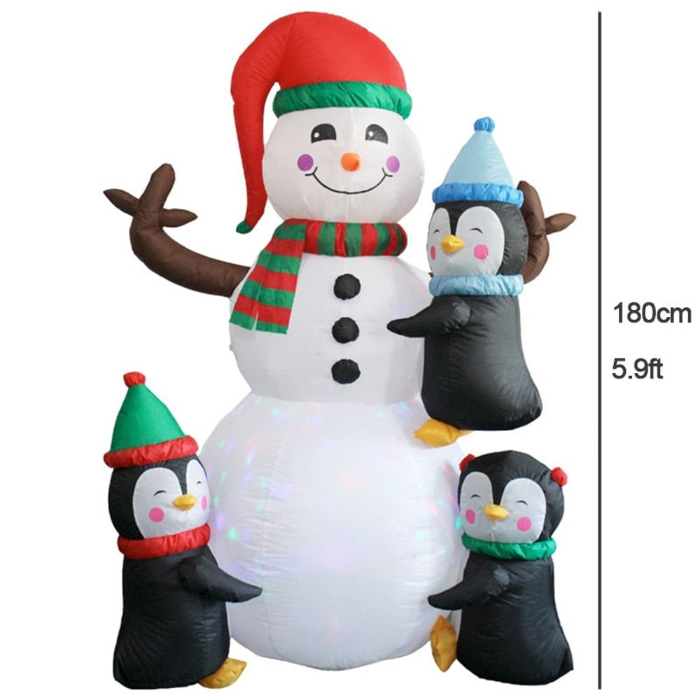 Structure de noël gonflable - bonhomme de neige avec pingouins