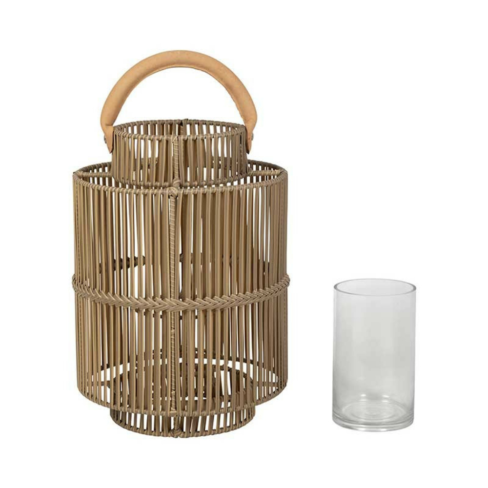 Lanterne d'extérieur pasil naturel osier cuir 31x45cm