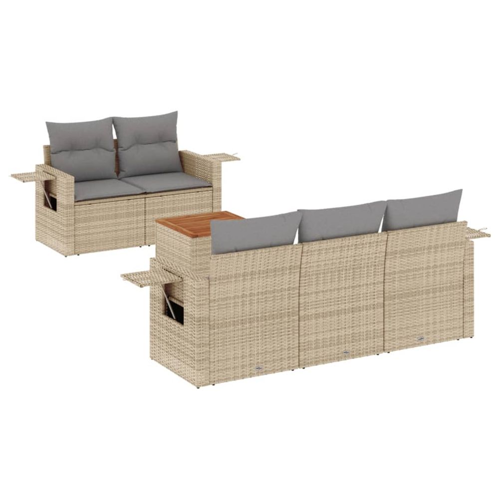 Salon de jardin avec coussins 6pcs mélange beige résine tressée