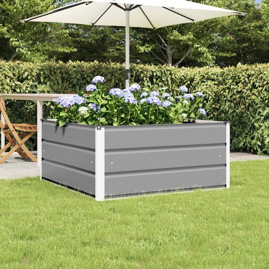 Carré potager surélevé acier jardin bac à fleurs moderne 100x100x45 cm gris clair