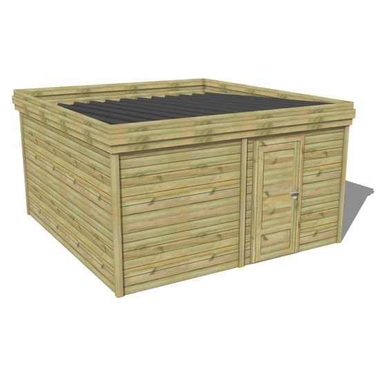 Abri de jardin bois pin traité autoclave 27mm - 4,695x4,34m / 20m2 - bac acier - abri français
