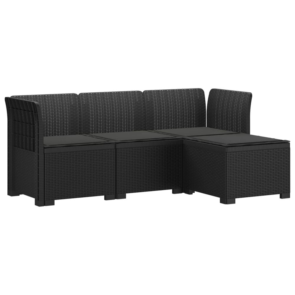 Canapé de jardin 4 places avec coussins style rotin pp