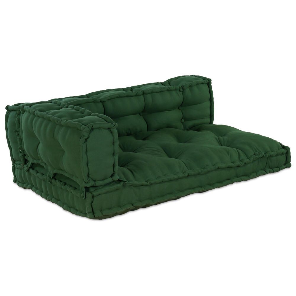 Coussin de sofa palette avec accoudoirs et dossier en tissu vert