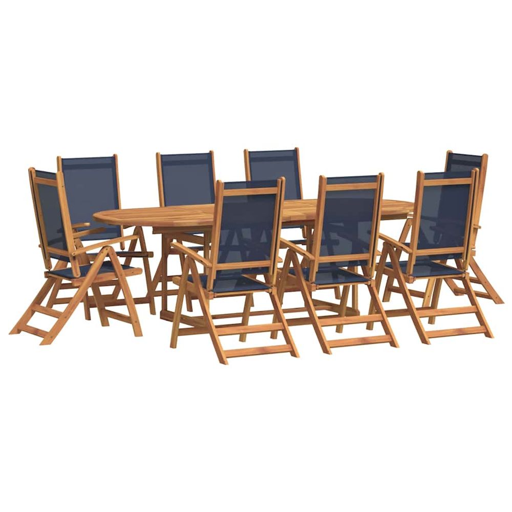Ensemble à manger de jardin 9pcs bois d'acacia solide textilène