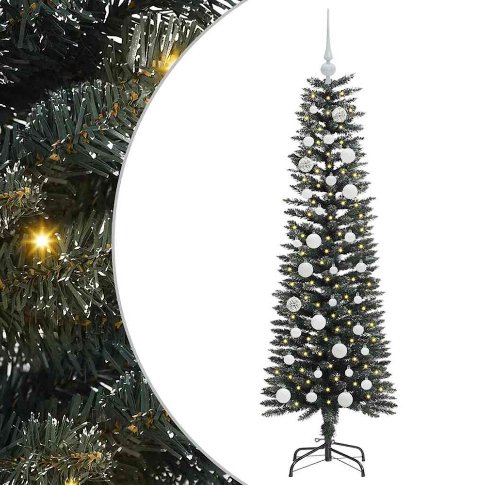 Sapin de noël artificiel vert 150 cm pvc, plastique et acier